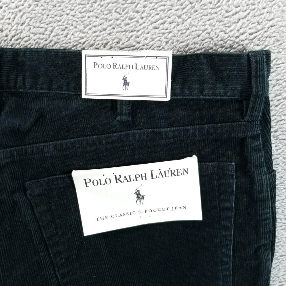 Polo Ralph Lauren Jeans Mens 36x32 Green‎ Classic Straight Corduroy Dark Wash